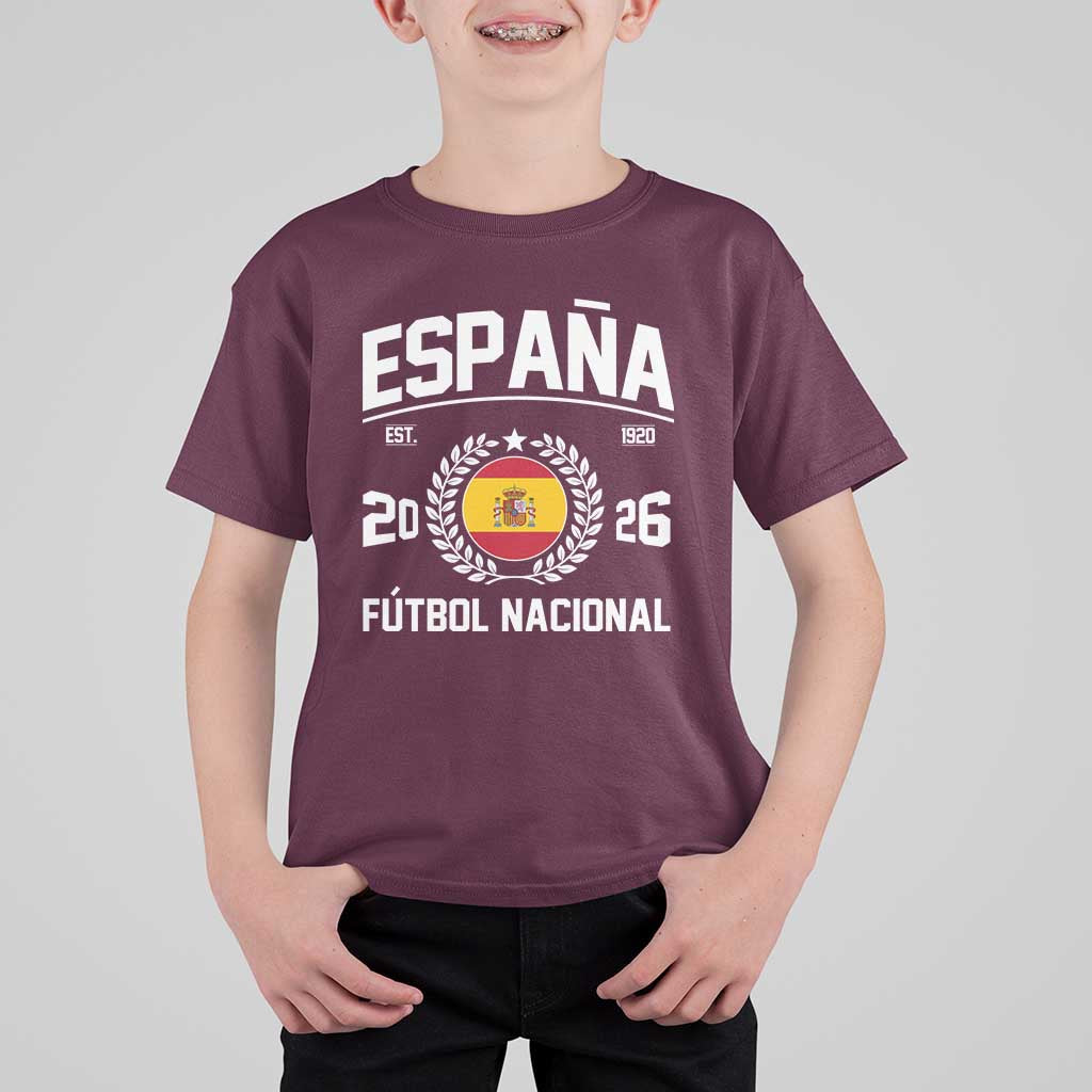 Spain 2026 Soccer Football Fan Spanish Flag T Shirt For Kid