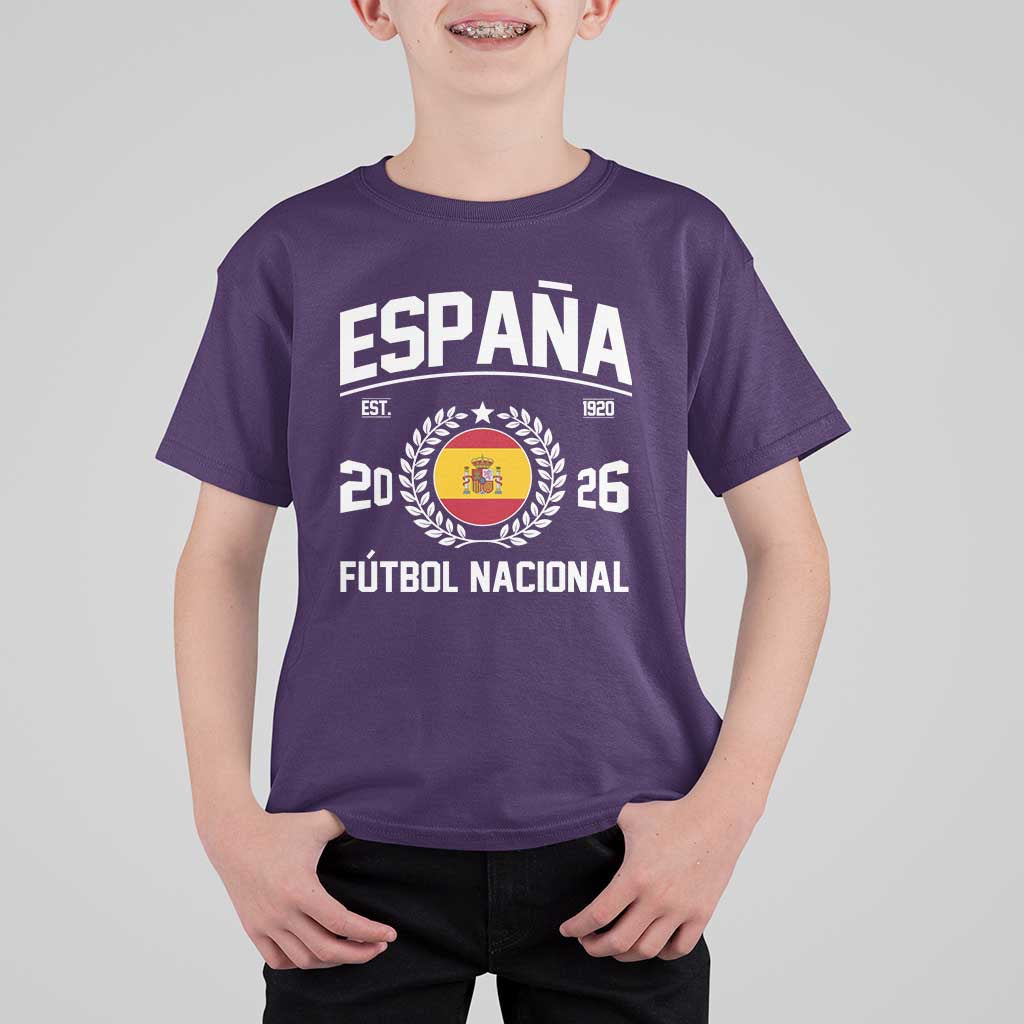 Spain 2026 Soccer Football Fan Spanish Flag T Shirt For Kid