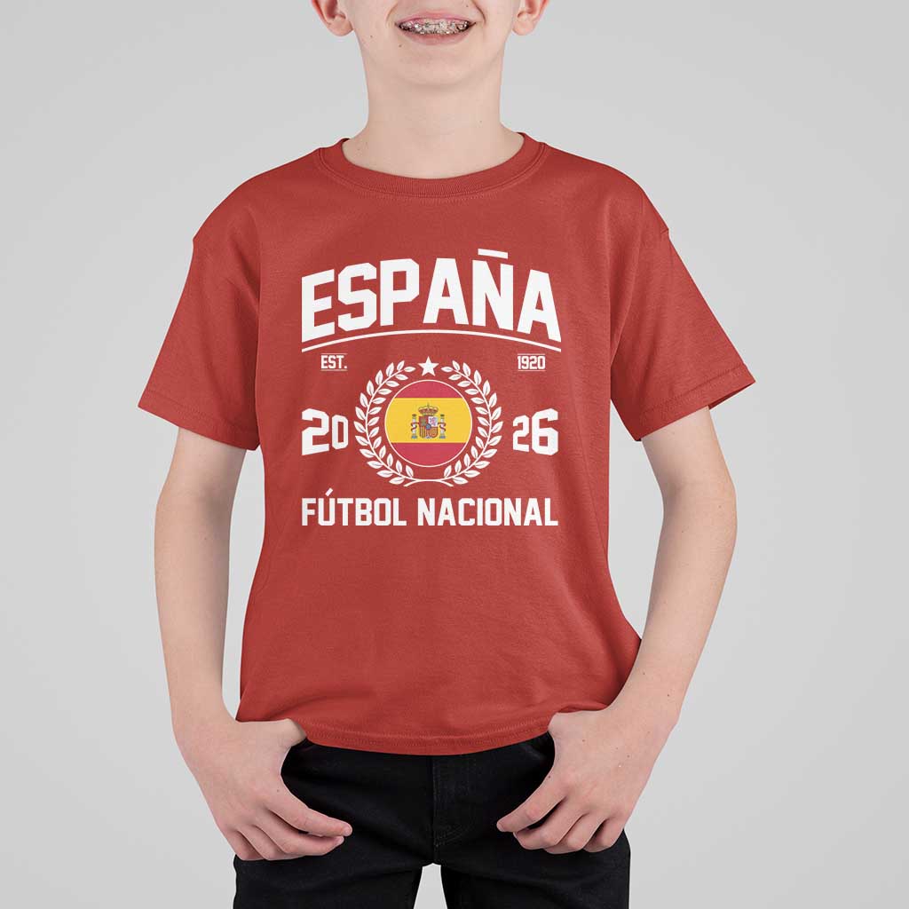 Spain 2026 Soccer Football Fan Spanish Flag T Shirt For Kid