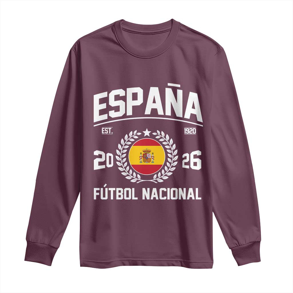 Spain 2026 Soccer Football Fan Spanish Flag Long Sleeve Shirt