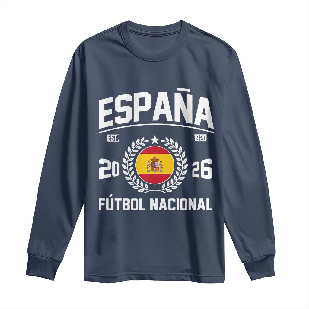 Spain 2026 Soccer Football Fan Spanish Flag Long Sleeve Shirt