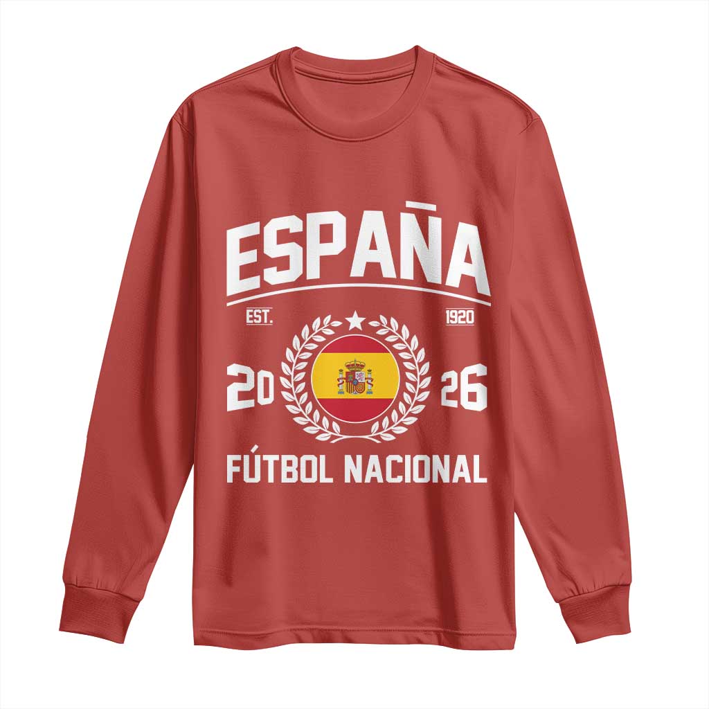 Spain 2026 Soccer Football Fan Spanish Flag Long Sleeve Shirt