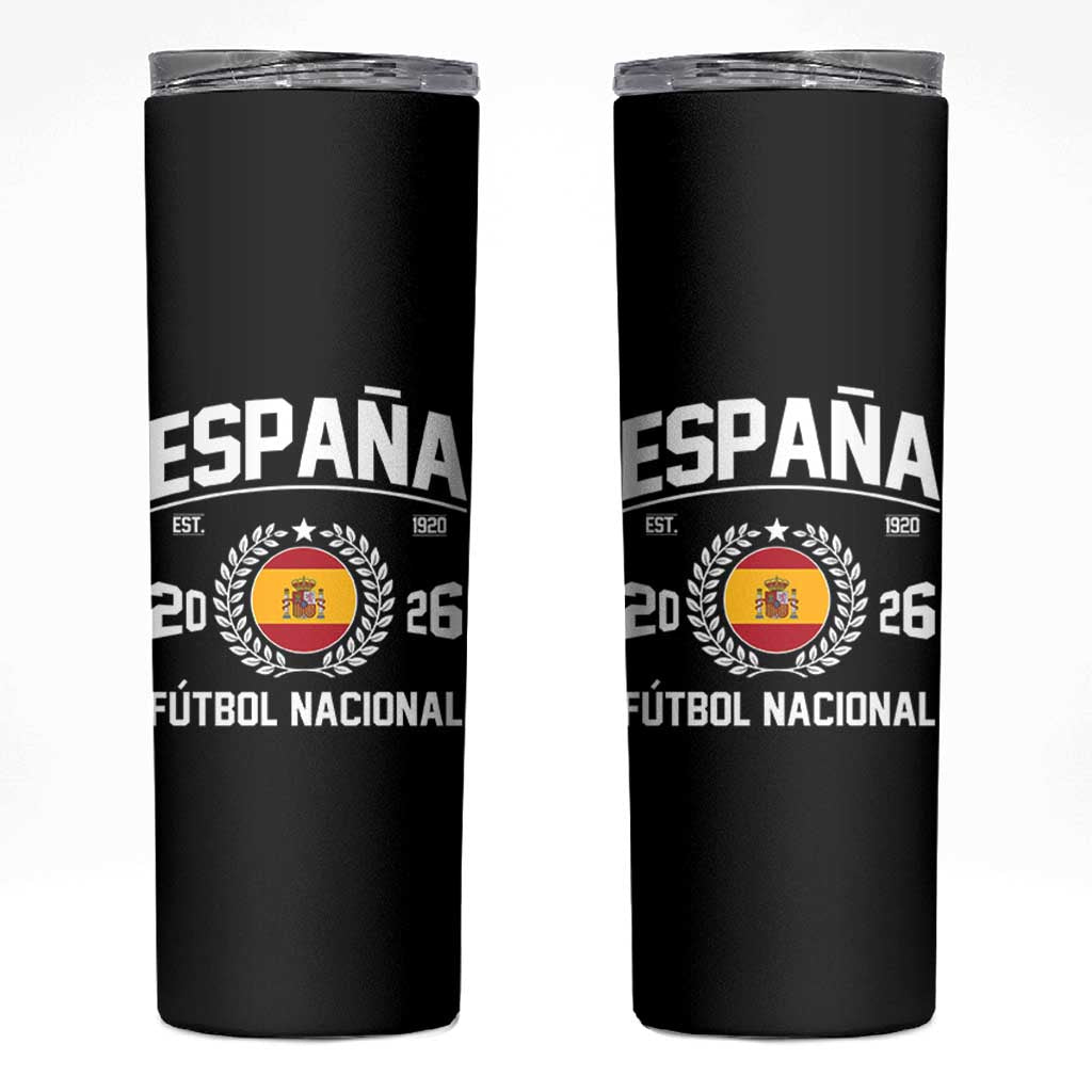 Spain 2026 Soccer Football Fan Spanish Flag Skinny Tumbler
