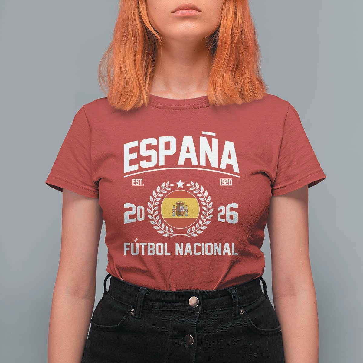 Spain 2026 Soccer Football Fan Spanish Flag T Shirt For Women