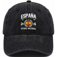 Spain 2026 Soccer Football Fan Spanish Flag Washed Cotton Baseball Cap