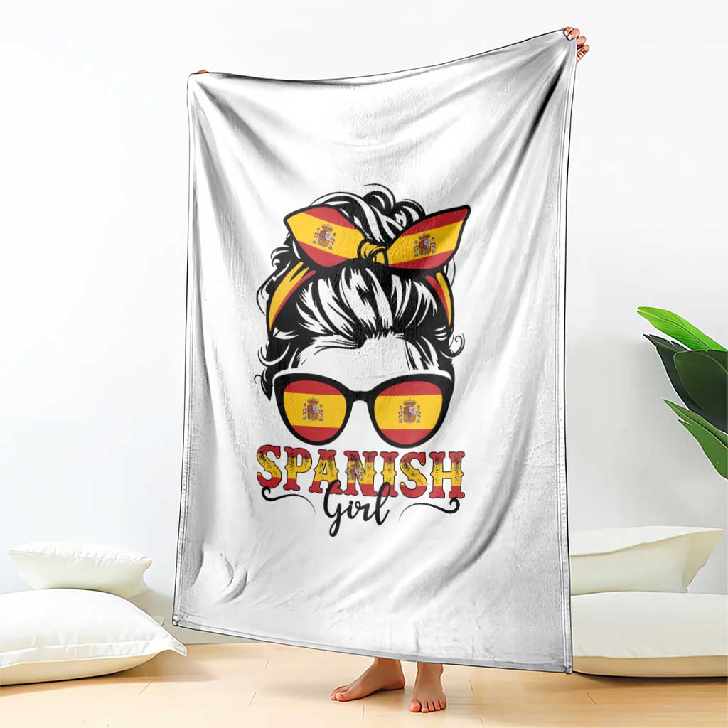 Espana Spain Messy Bun Girl Spanish Flag Throw Blanket