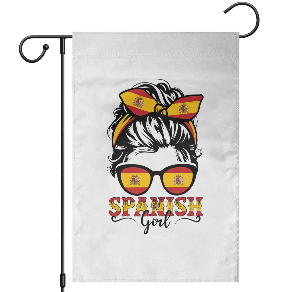 Espana Spain Messy Bun Girl Spanish Flag Garden Flag