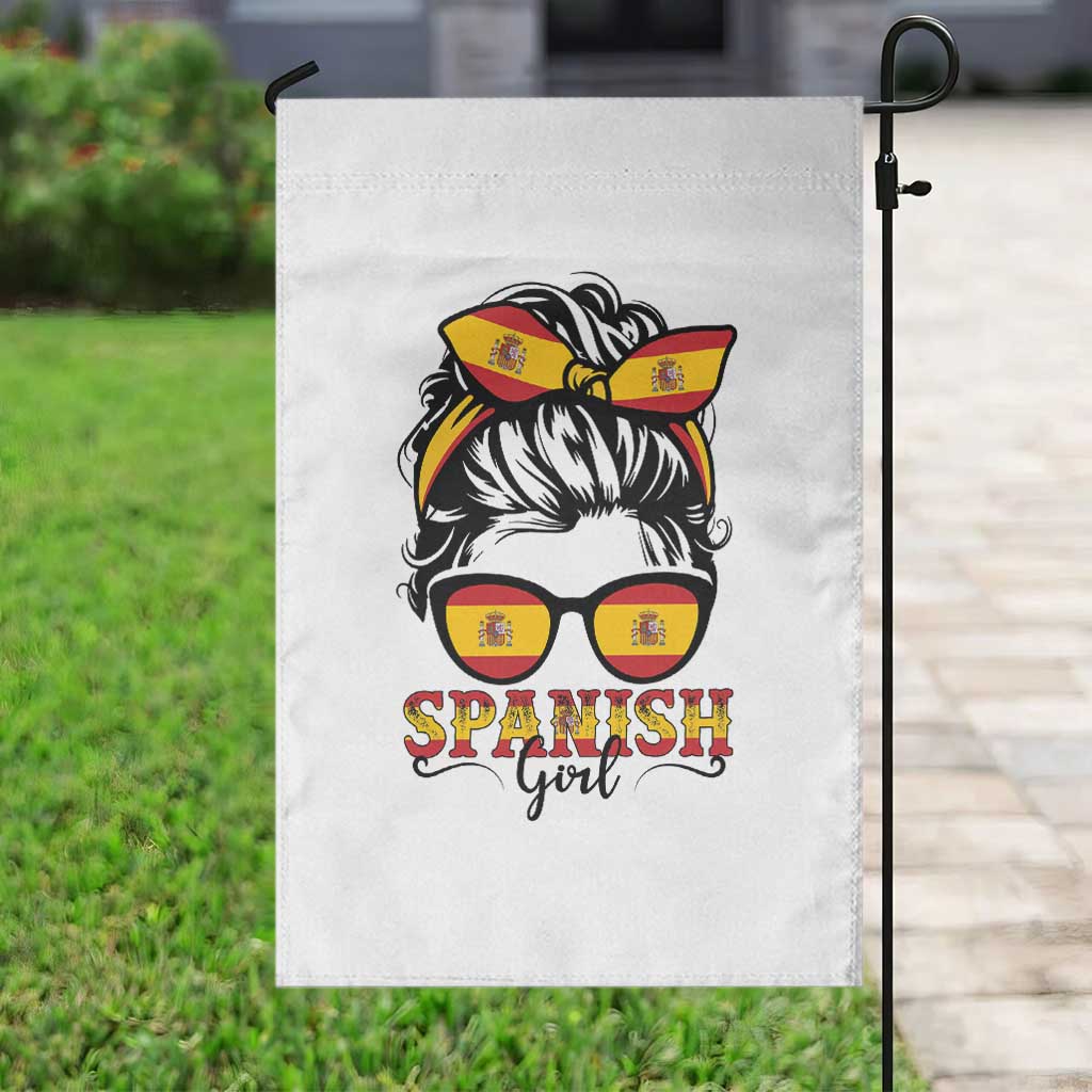 Espana Spain Messy Bun Girl Spanish Flag Garden Flag