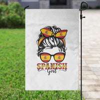 Espana Spain Messy Bun Girl Spanish Flag Garden Flag