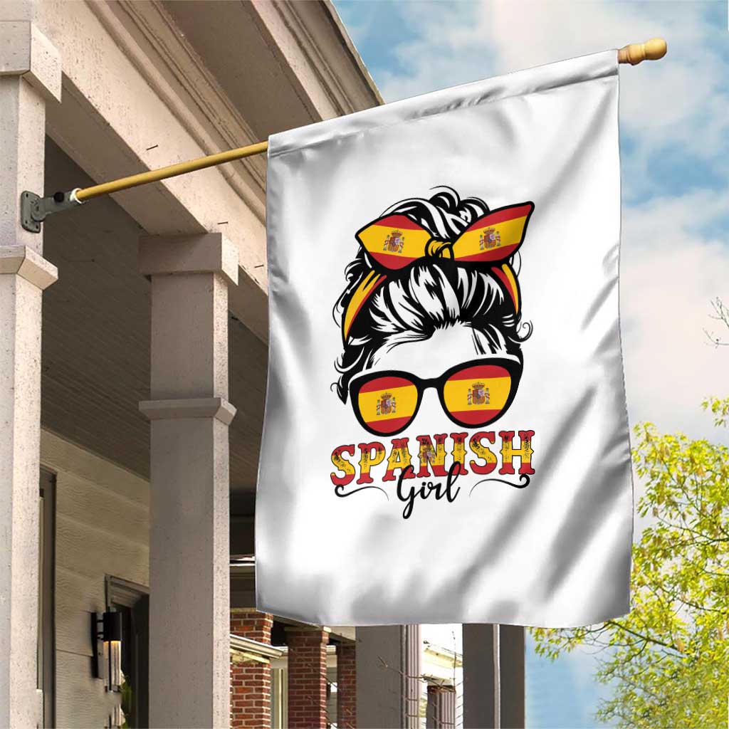 Espana Spain Messy Bun Girl Spanish Flag Garden Flag