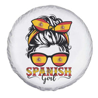 Espana Spain Messy Bun Girl Spanish Flag Spare Tire Cover