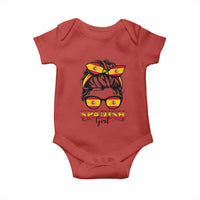 Espana Spain Messy Bun Girl Spanish Flag Baby Onesie