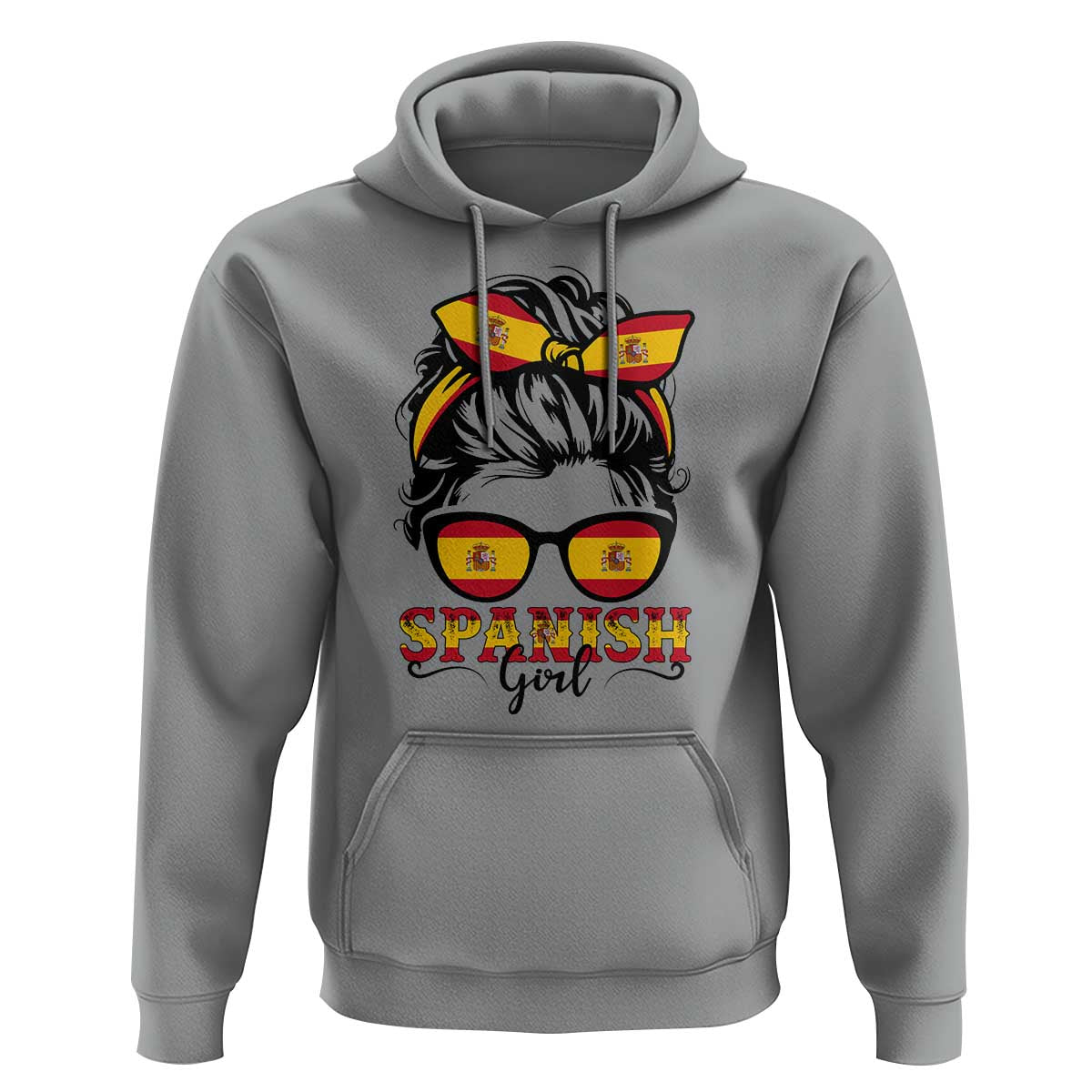 Espana Spain Messy Bun Girl Spanish Flag Hoodie