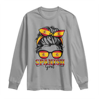 Espana Spain Messy Bun Girl Spanish Flag Long Sleeve Shirt