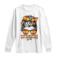 Espana Spain Messy Bun Girl Spanish Flag Long Sleeve Shirt