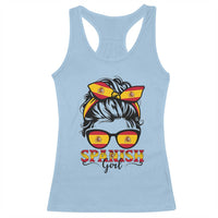 Espana Spain Messy Bun Girl Spanish Flag Racerback Tank Top