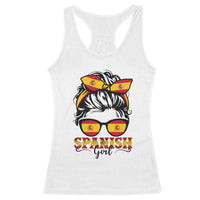 Espana Spain Messy Bun Girl Spanish Flag Racerback Tank Top