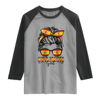 Espana Spain Messy Bun Girl Spanish Flag Raglan Shirt