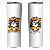 Espana Spain Messy Bun Girl Spanish Flag Skinny Tumbler