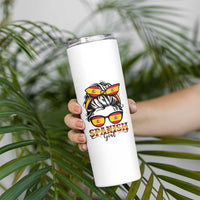 Espana Spain Messy Bun Girl Spanish Flag Skinny Tumbler
