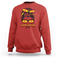 Espana Spain Messy Bun Girl Spanish Flag Sweatshirt