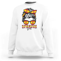 Espana Spain Messy Bun Girl Spanish Flag Sweatshirt
