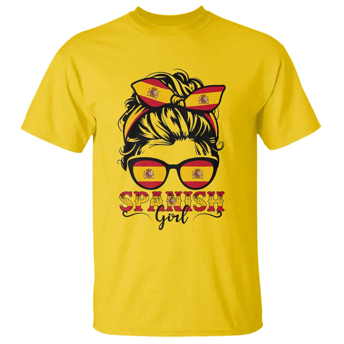 Espana Spain Messy Bun Girl Spanish Flag T Shirt
