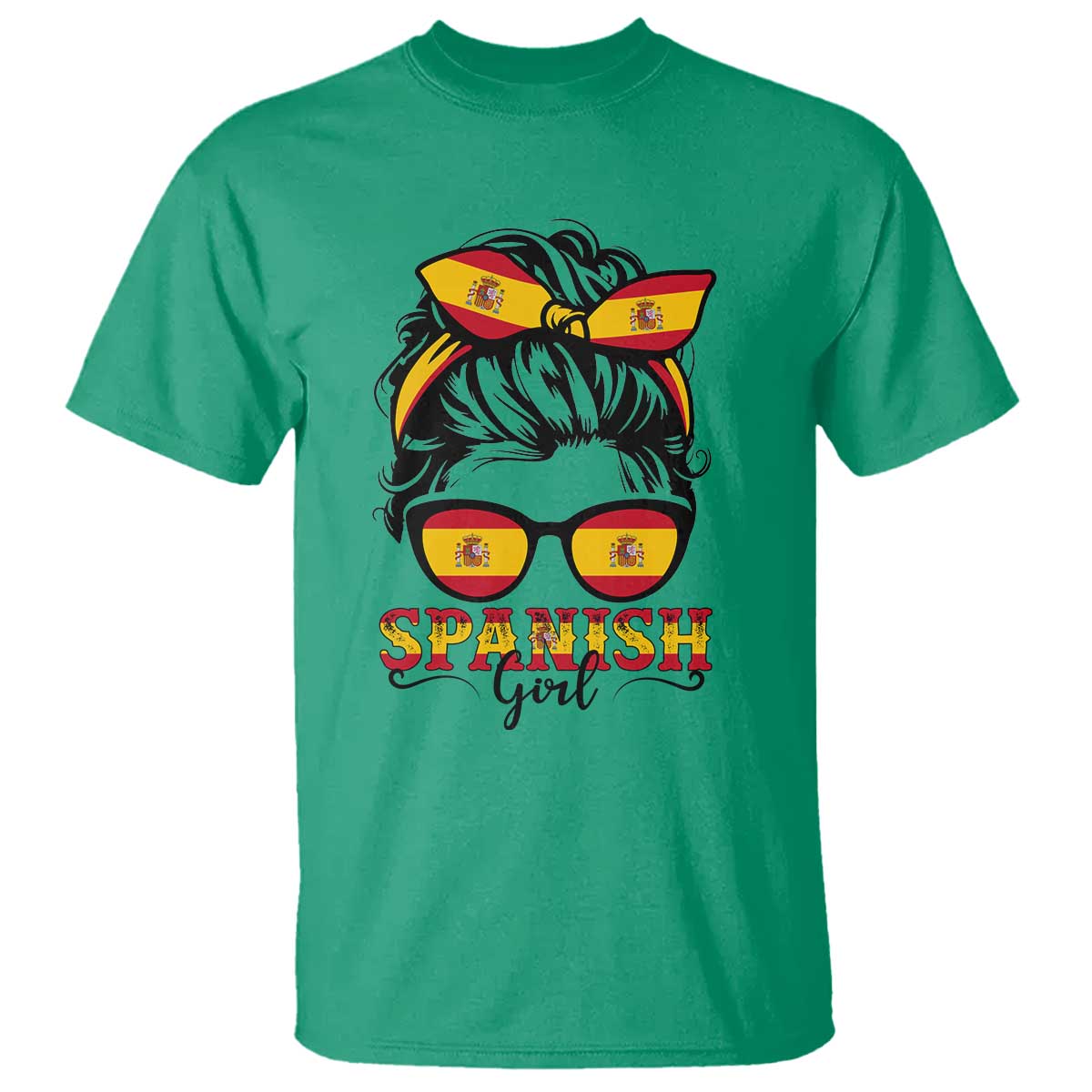 Espana Spain Messy Bun Girl Spanish Flag T Shirt