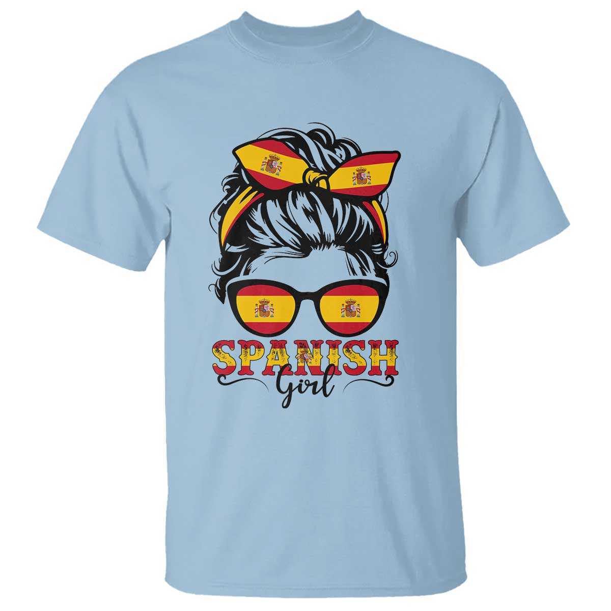 Espana Spain Messy Bun Girl Spanish Flag T Shirt
