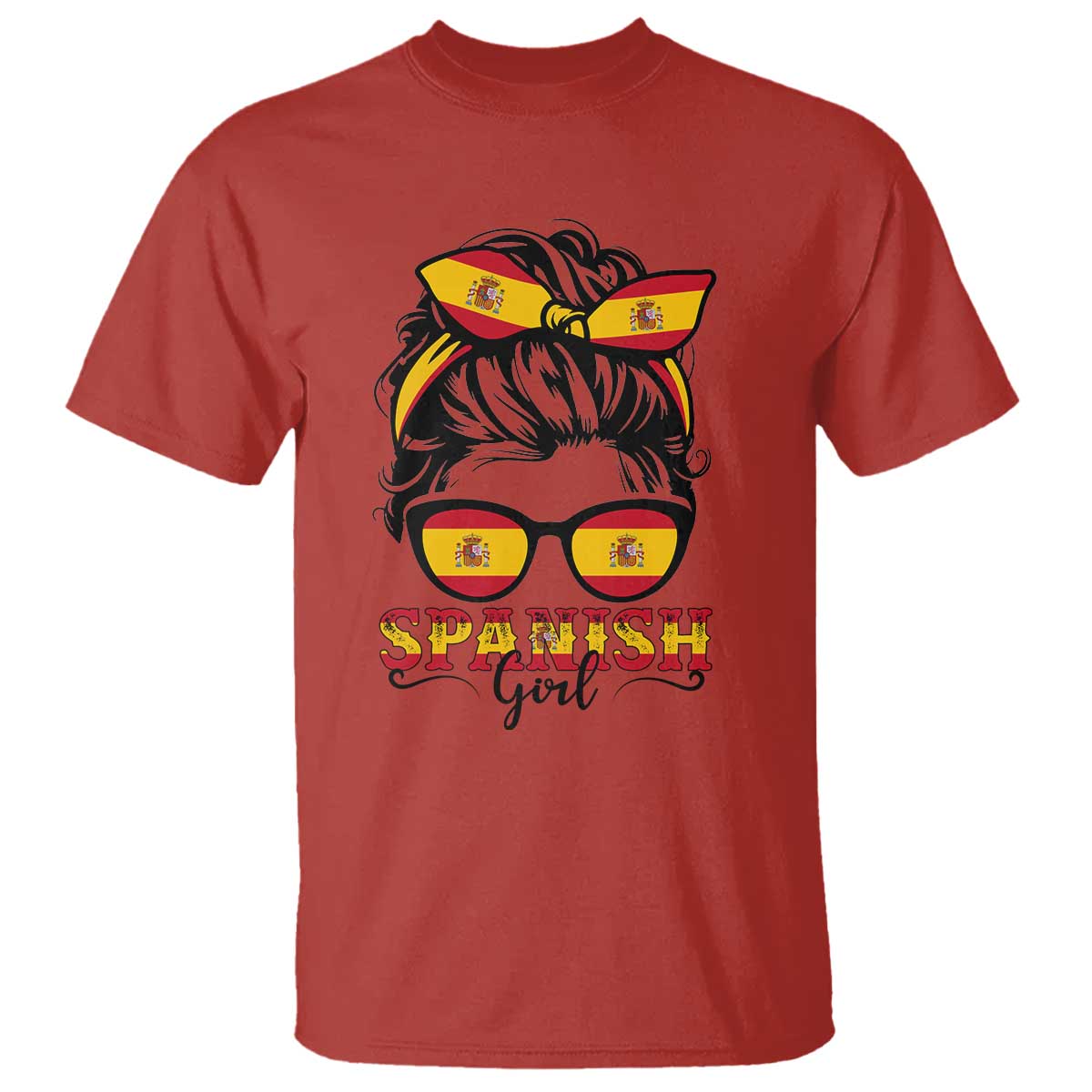 Espana Spain Messy Bun Girl Spanish Flag T Shirt