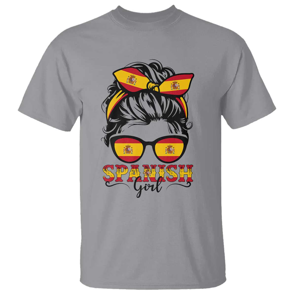 Espana Spain Messy Bun Girl Spanish Flag T Shirt