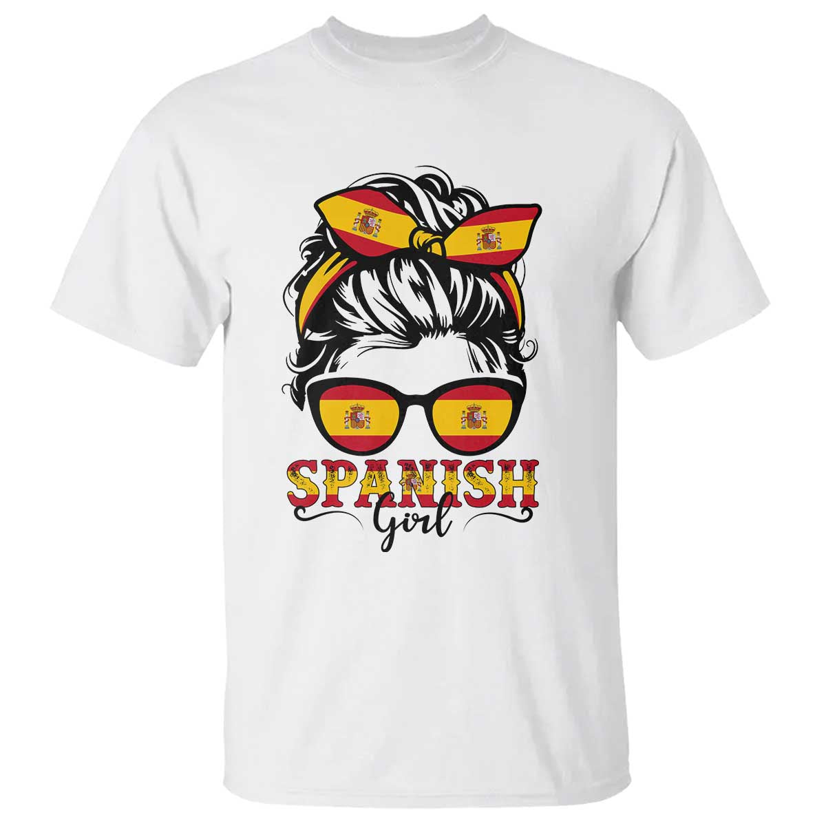 Espana Spain Messy Bun Girl Spanish Flag T Shirt