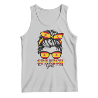 Espana Spain Messy Bun Girl Spanish Flag Tank Top
