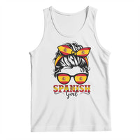 Espana Spain Messy Bun Girl Spanish Flag Tank Top