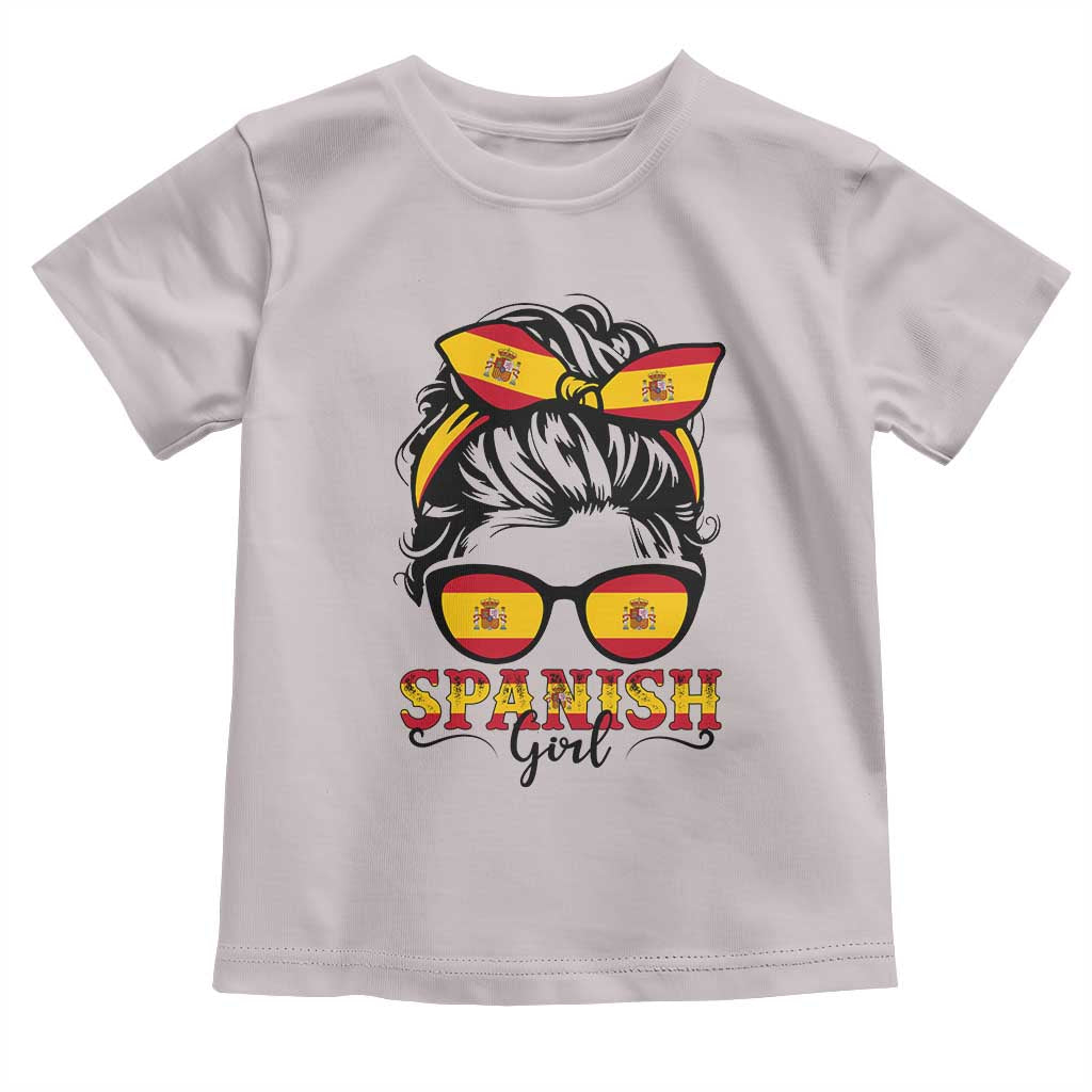 Espana Spain Messy Bun Girl Spanish Flag Toddler T Shirt