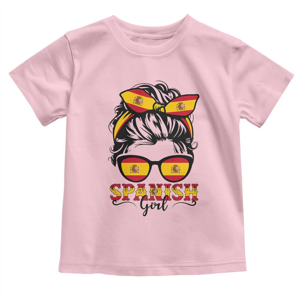Espana Spain Messy Bun Girl Spanish Flag Toddler T Shirt