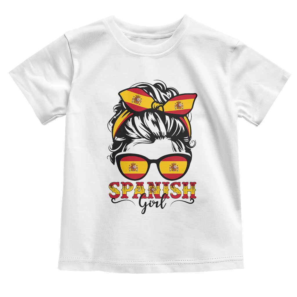 Espana Spain Messy Bun Girl Spanish Flag Toddler T Shirt