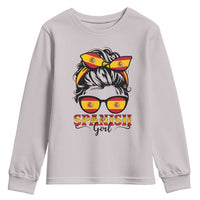 Espana Spain Messy Bun Girl Spanish Flag Youth Sweatshirt