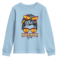 Espana Spain Messy Bun Girl Spanish Flag Youth Sweatshirt