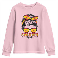 Espana Spain Messy Bun Girl Spanish Flag Youth Sweatshirt
