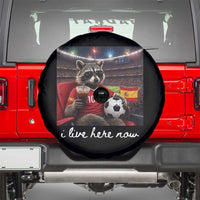 Espana Spain Soccer Football Fan Spanish Flag Spare Tire Cover Funny Raccoon I Live Here Now