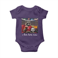 Espana Spain Soccer Football Fan Spanish Flag Baby Onesie Funny Raccoon I Live Here Now