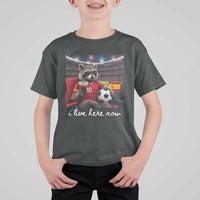 Espana Spain Soccer Football Fan Spanish Flag T Shirt For Kid Funny Raccoon I Live Here Now