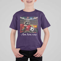 Espana Spain Soccer Football Fan Spanish Flag T Shirt For Kid Funny Raccoon I Live Here Now