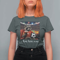 Espana Spain Soccer Football Fan Spanish Flag T Shirt For Women Funny Raccoon I Live Here Now