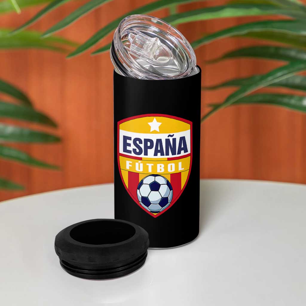 Espana Spain Soccer Football Fan Spanish Flag 4 in 1 Can Cooler Tumbler