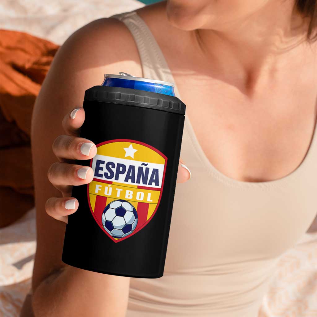 Espana Spain Soccer Football Fan Spanish Flag 4 in 1 Can Cooler Tumbler