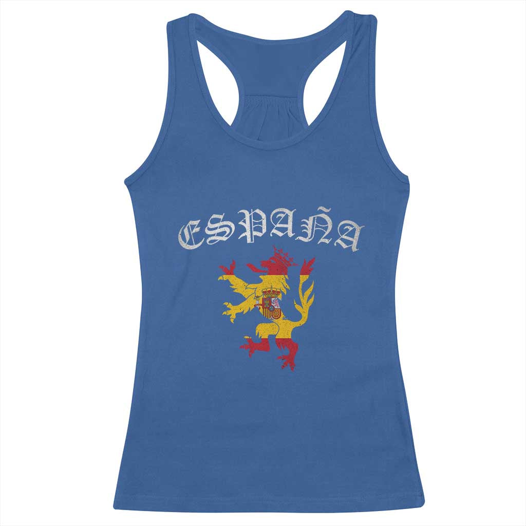 Espana Spain Lion Spanish Flag Spaniard Pride Racerback Tank Top