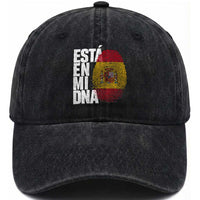 It's in My DNA Espana Spain Spanish Flag Pride Washed Cotton Baseball Cap