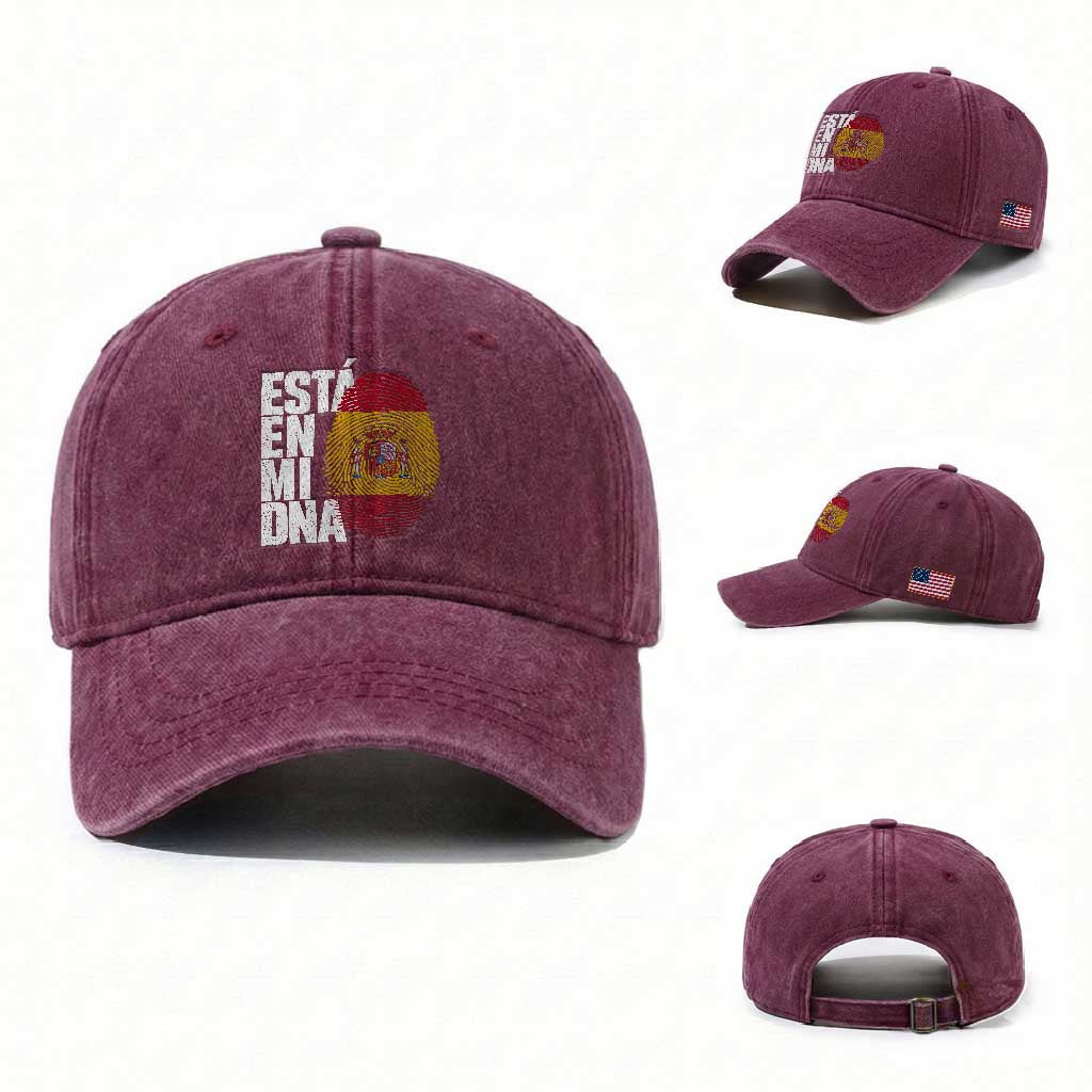 It's in My DNA Espana Spain Spanish Flag Pride Washed Cotton Baseball Cap